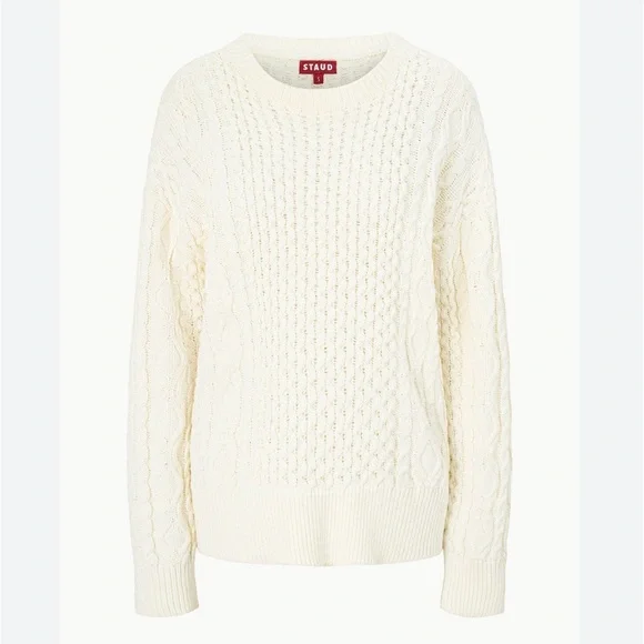 STAUD Tracy Cream Cable Knit Sweater - size Small